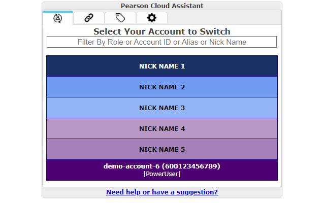 Account Switcher Popup Window